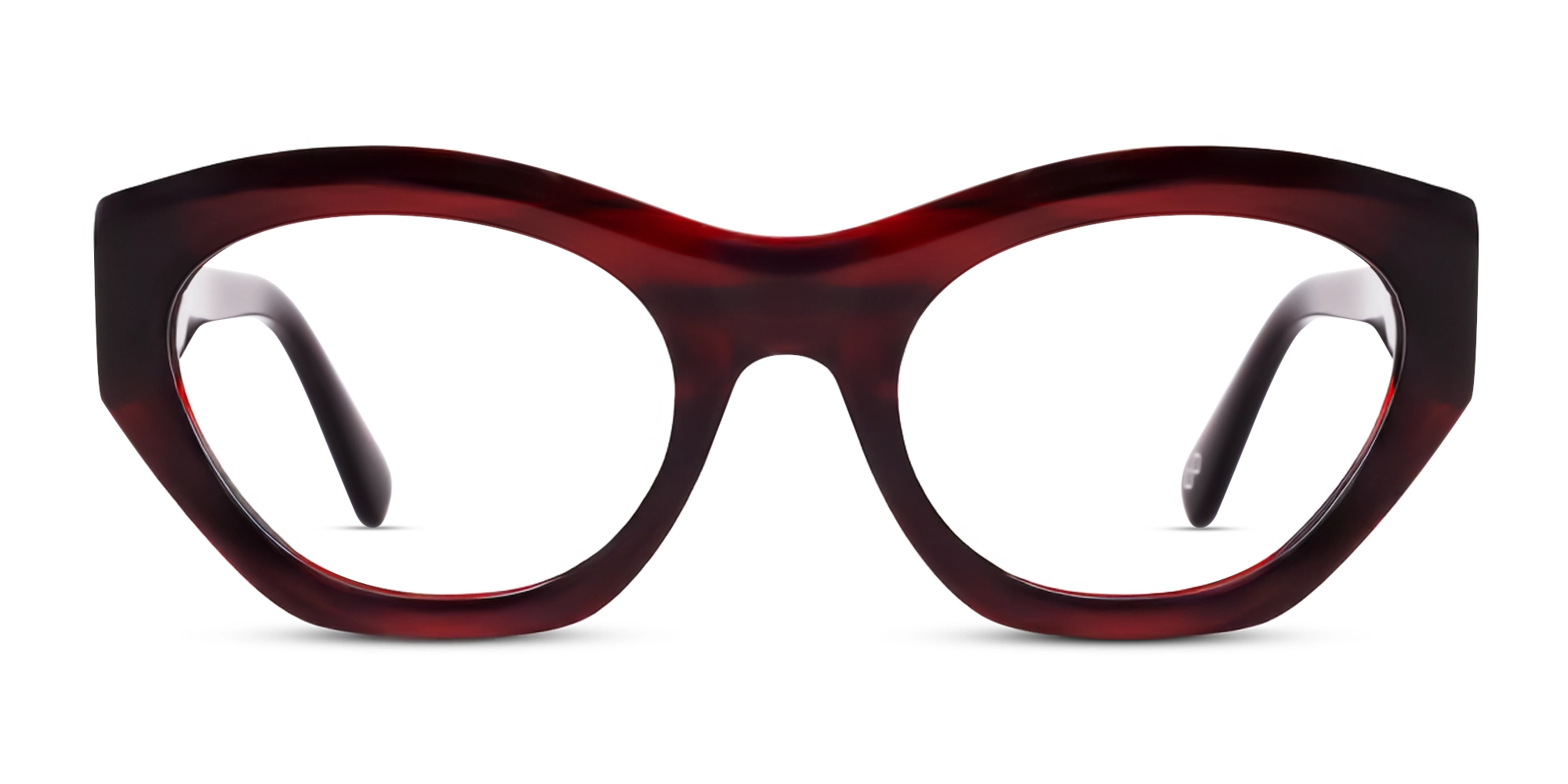Dark Maroon Red Thick Geometric Glasses